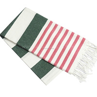 Chic Hammam Fouta Serviette Coton Turc Avec Rouge & Bleu Rayé Et Léger Bain Plage Fouta Serviette