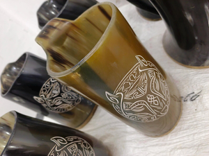 Chope à bière en corne de buffle africain, style Viking médiéval, faite à la main, pour fêtes et restaurants - Product Image 6