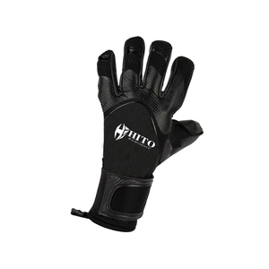 Hot Selling Custom Design Black Kint Soccer Goalkeeper <b>Gloves</b> with 4mm German Latex Medius Cut Germaan Latex Emboss - Product Image 4