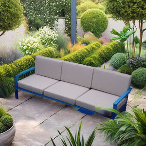 Blue Outdoor Sofa Set Mediterranean Style Wood Furniture Eco-Friendly Matte Finish for Garden Patio Use - Product Image 5