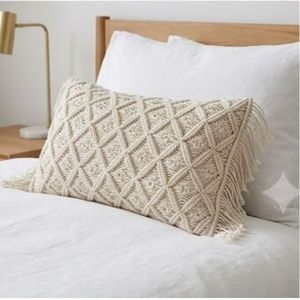Housse de coussin rectangulaire à motif géométrique crocheté à la main, style bohème, coton biologique, décoration d'intérieur, taie d'oreiller - Product Image 5
