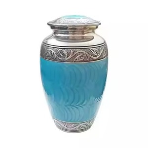 Urne funéraire en métal avec finition bronze et accents noirs, urne commémorative classique pour cendres humaines - Product Image 3