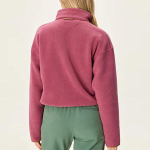 Women's Winter Long Quarter Zip Fleece Pullover with Slouchy <b>Drop</b> Shoulder Customized Color & 100% Cotton - Product Image 5