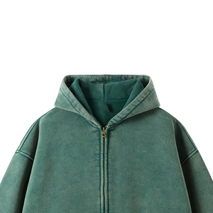 Haut à capuche oversize en polaire douce à manches longues pour homme, style streetwear, effet délavé à l'acide, avec fermeture éclair, idéal pour un usage quotidien décontracté – Meilleure vente - Product Image 3