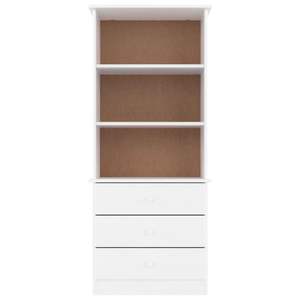 Librería Alta de Madera de Pino Sólido Blanca, Diseño Rectangular - Product Image 3