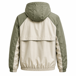 Hooded Color Block Windproof Jacket Men Casual Zip Up Outerwear Autumn <b>Lightweight</b> Polyester Shell <b>Coat</b> - Product Image 4
