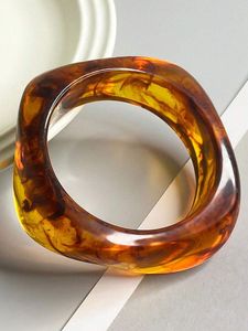 Handmade H a CRAFT Women's Trendy Resin Bangle <b>Bracelet</b> with <b>Crystal</b> & Rhinestone Carved Floral Design-Gift - Product Image 5