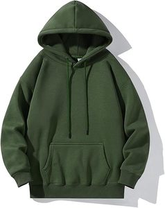 Sweat à capuche unisexe de chasse, couleur unie, manches longues, en coton, pull-over, pour l'automne, design uni teint pour adulte - Product Image 2