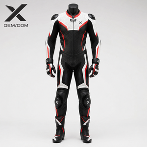 Combinaison de moto en cuir pour homme, manches longues, ventilée et perforée, color-block, respirante, toutes saisons, OEM/ODM - Product Image 1