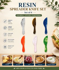Eco-Friendly Resin <b>Cheese</b> <b>Knife</b> <b>Set</b> with Handcrafted Swirl Pattern Durable and Dishwasher/Microwave Safe-FAIZA CRAFT - Product Image 1