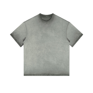 Men's Gray Short Sleeve O-Neck T-Shirt Oversized Fit Solid Color Casual Woven 100% Cotton Blank Design Quick Dry Custom <b>Logo</b> - Product Image 1