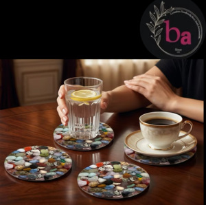 Juego de Posavasos Redondos de Resina y Madera, Diseño Clásico, Antideslizantes, Ecológicos y Duraderos - Product Image 1