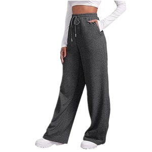 Custom <b>White</b> <b>Women</b> High Waist Wide Leg <b>Jogger</b> Pants Relaxed Fit Drawstring Pockets Casual Athleisure Wholesale Apparel USA UK - Product Image 3