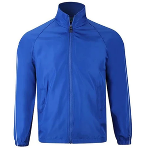 Veste de sport coupe-vent noire pour homme, fermeture éclair intégrale, col montant, polyester léger, vêtement d'automne - Product Image 3