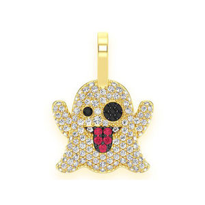Pendentif Collier Hip Hop Plaqué Or 10K Tendance avec Breloques Diamant Moissanite VVS Motif Fantôme Snapchat Givré – Cadeau pour Lui/La - Product Image 1