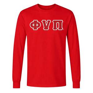 Maglietta a Maniche Lunghe con 3 Lettere Kappa Alpha Psi Old Skool Phi Nu Pi Rossa, Abbigliamento per Fraternità Greca con Design Vintage e Comfort - Product Image 4