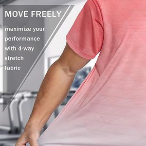 Men's Gradient Color Short Sleeve T-<b>Shirt</b> O-Neck Regular Fit Knitted Quick Dry Sporty Casual Wear - Product Image 2