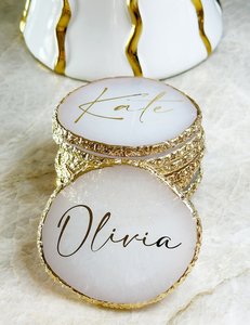 Resin <b>Round</b> Stoneware Type Coasters With Gold Edge Glam Table <b>Mats</b> Reusable 400mm Tea Coaster For table Home Decor Hotel By UO - Product Image 1