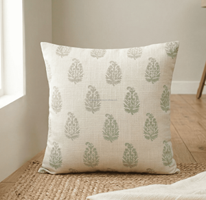 Elegant White Leaf Printed <b>Sofa</b> Pillow <b>Cover</b> <b>For</b> Hotel Hospital Farmhouse Decor Accent Block Print 20X20 Pillow <b>Covers</b> - Product Image 6