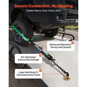 Kit de Amarre con Trinquete de Alta Resistencia, 10009 Libras de Resistencia a la Rotura, para Autos y SUV, 3333 Libras de Carga de Trabajo, Correa de Remolque Tipo Neumático con Anillo en O - Product Image 5