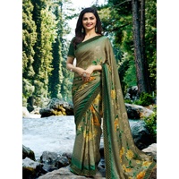 Nuevo Sari de Georgette con Estampado Digital de Diseñador, Sin Costuras, con Blusa, para Bodas y Fiestas, Estilo Indio Pakistaní