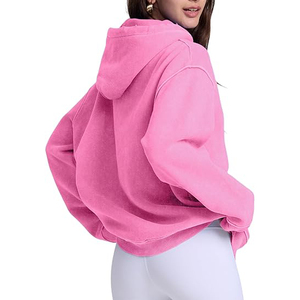 Sweat-shirt rose vif délavé à l'acide pour femme, coupe oversize, style néon vintage, en molleton, streetwear esthétique, coupe ample - Product Image 3