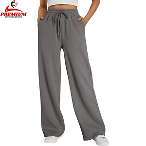 Custom Streetwear Casual Trousers Wide Leg Drawstring Outdoors Jogger Swear Pants Women Fleece Cotton Ladies Sweatpants - Product Image 1