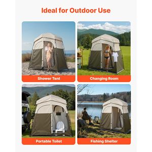 Carpa de Ducha para Camping, 2 Habitaciones, Plegable, Portátil, Vestidor Privado con Estacas, Cuerdas y Bolsa de Transporte - Oxford 150D - Product Image 5