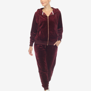 Fashionable Hot Selling Winter Solid Casual Vintage Breathable Lightweight Long Velvet <b>Tracksuit</b> Women's Zip-Up Hoodie Jogger - Product Image 1