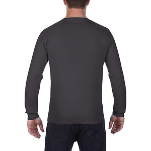 T-shirt décontracté à manches longues pour homme avec poche poitrine – T-shirt athlétique en mélange de coton doux, haut bleu coupe ajustée pour un usage quotidien - Product Image 4