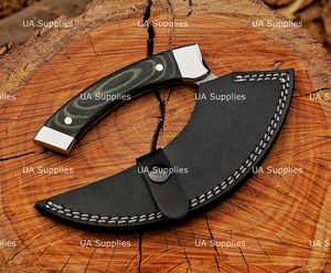 มีดเชฟมืออาชีพ UA Supplies Damascus Steel Alaskan Ulu ด้ามจับ G10 Micarta ทำมือ เป็นมิตรกับสิ่งแวดล้อม ใช้งานได้ทั้งสองมือ ทันสมัย ขายส่ง - Product Image 5