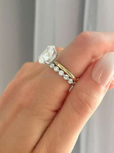 Dazzling Oval Cut Diamond <b>Ring</b> in White & Yellow Gold with Side <b>Stones</b> <b>Two</b> Tone Engagement <b>Ring</b> for Women Luxury Fine Jewelry - Product Image 2