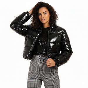 Chaqueta de Invierno Personalizada para Mujer, Reversible, Impermeable, de Punto, con Relleno de Poliéster, con Capucha, Estilo Bomber - Product Image 4