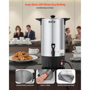 60 tazza commerciale 9 L distributore di urna per caffè in acciaio inox rubinetto senza gocciolamento per la preparazione rapida grande caffettiera commerciale per - Product Image 6