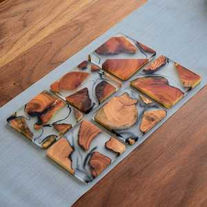 Handmade Resin and Wood Modern Round <b>Coaster</b> Set Decorative <b>Drink</b> <b>Coasters</b> Natural Timber Table Protection Home Decor Gift Idea - Product Image 4