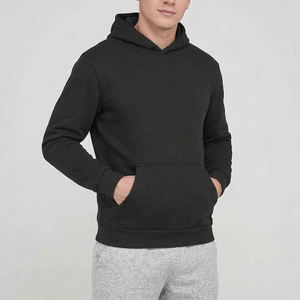 Men's Black Hooded Sweatshirt 100% Cotton Fleece Regular Fit Solid Color Casual Autumn Wear - Product Image 6