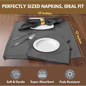 Set di 12 Tovaglioli in Cotone 100% Lavabili e Riutilizzabili 17x17 Pollici per Decorazione Tavola da Pranzo per Eventi - Product Image 4