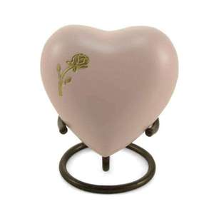 Urna Funeraria Blue Ocean Heart para Cenizas Humanas, Pequeña Urna Moderna para Cenizas con Soporte y Bolsa de Terciopelo Gratis - Product Image 4