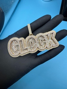 Collar con Colgante de Nombre Personalizado de Lujo Estilo Hip Hop con Moissanita, Chapado en Plata 925, Claridad VVS, Corte Baguette, Brillante, para Hombre - Product Image 2