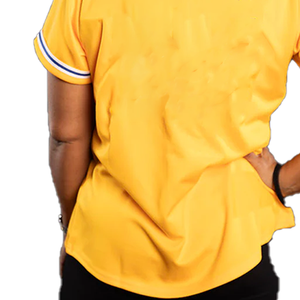 Customized Greek Logo SGRho Women Baseball Jersey Yellow Blue Button Down <b>Shirt</b> Premium Fit Greek Sorority Athletic Casual Style - Product Image 2
