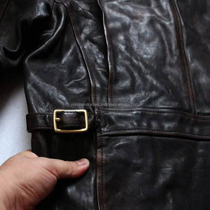 Vestes en cuir véritable rétro vintage de haute qualité, durables, en cuir de cheval ciré noir, sur mesure, vente en gros - Product Image 4