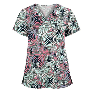 Wholesale Printed Medical Uniforms Polyester Spandex Breathable Scrub Tops Custom Logo Sublimation Print <b>Nursing</b> Apparel - Product Image 6