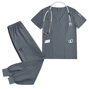 Wholesale Women Medical Scrub <b>Set</b> V-neck Nurse Uniform Hospital <b>Doctor</b> Dental Spa Wear Quick Dry Breathable Professional Suit - Product Image 2