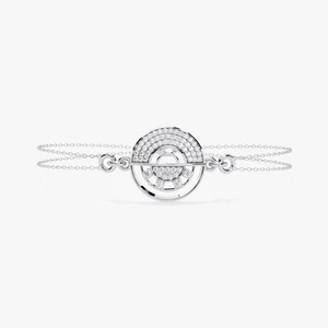 Customized Round Shape Moissanite Diamond Bracelet Bezel Setting 18K White Gold Diamond Bracelet for Both <b>Men</b> and Women - Product Image 3