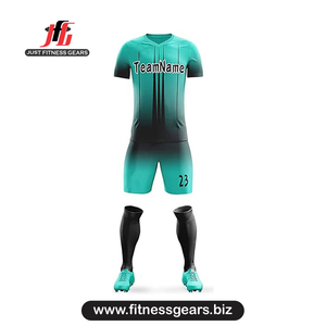 Conjunto de Camiseta de Fútbol Personalizada para Hombre, Cuello en V, Manga Corta, Color Degradado, Impresión Sublimada, Absorbe la Humedad, Ajuste Atlético - Product Image 1