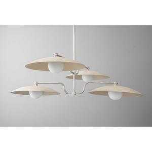 Lámpara Colgante de Techo Moderna y Minimalista de Alta Calidad con Cuatro Pantallas Color Crema, Diseño Circular y Estructura Metálica - Product Image 1