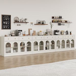 Adjustable Shelves 4-Door <b>Sideboard</b> Buffet Cabinet with 2 Draw Storage <b>Kitchen</b> Cabinets with Storage Features - Product Image 6