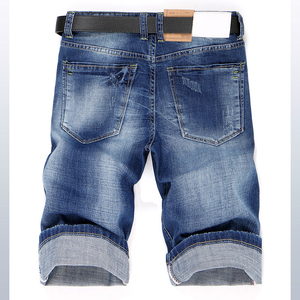 Men's Distressed Denim Shorts Straight Leg Mid Waist With Zippers Casual Summer Wear 100% Cotton Breathable Woven Fabric - Product Image 2