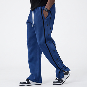 Pantalon Homme en Molleton Épais Tricoté avec Cordon de Serrage à la Taille, Boutons Latéraux, Écologique, Respirant, Style Urbain, Logo Personnalisé - Product Image 1