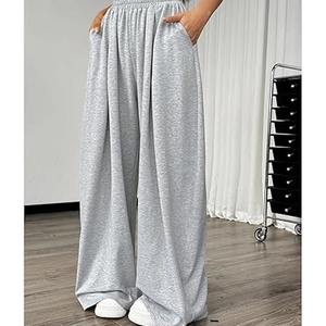 Pantalones de chándal anchos de cintura alta para mujer, estilo holgado con cintura elástica, joggers deportivos extragrandes y pantalones casuales - Product Image 1